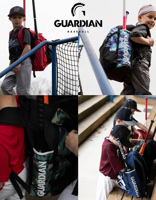 Load image into Gallery viewer, Backpack for Youth, Softball Bag for Girls, Durable Bat Bags Baseball Youth Boys and Girls, Tball Bag – Includes Hook to Hang on Fence - Navy/White
