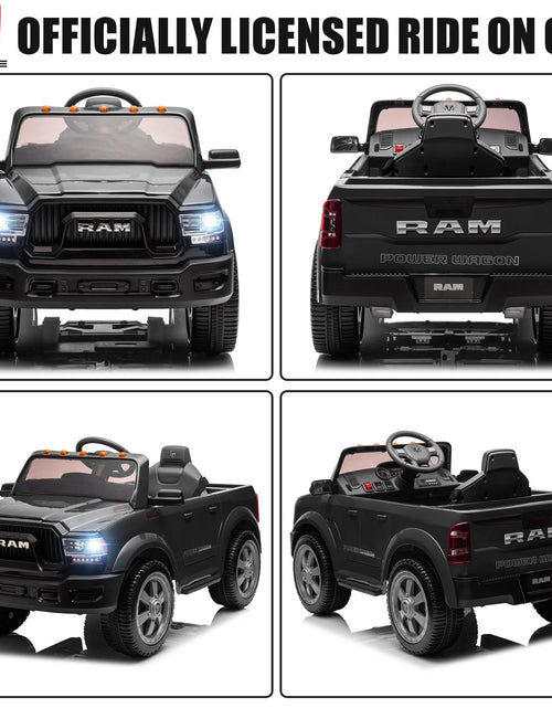 Load image into Gallery viewer, Dodge RAM 2500 Ride on Car for Kids, 12V Powered Ride on Toy with Remote Control, Rear Wheel Suspension, 5 Point Safety Harness, Bluetooth, LED Lights, Electric Vehicles for 3-6 Year Boys, Black
