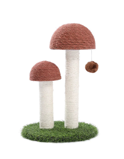 Load image into Gallery viewer, 2 Mushrooms Cat Scratching Post 19" Sisal Claw Scratcher for Kittens and Small Cats, Brown
