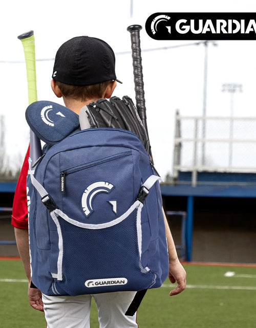 Load image into Gallery viewer, Backpack for Youth, Softball Bag for Girls, Durable Bat Bags Baseball Youth Boys and Girls, Tball Bag – Includes Hook to Hang on Fence - Navy/White
