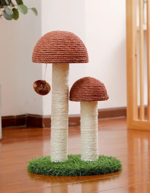 Load image into Gallery viewer, 2 Mushrooms Cat Scratching Post 19" Sisal Claw Scratcher for Kittens and Small Cats, Brown
