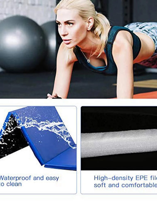 Load image into Gallery viewer, 4'X8'X2" New Folding Panel Gymnastics Mat, Perfect for Indoor/Outdoor Exercise(Blue)
