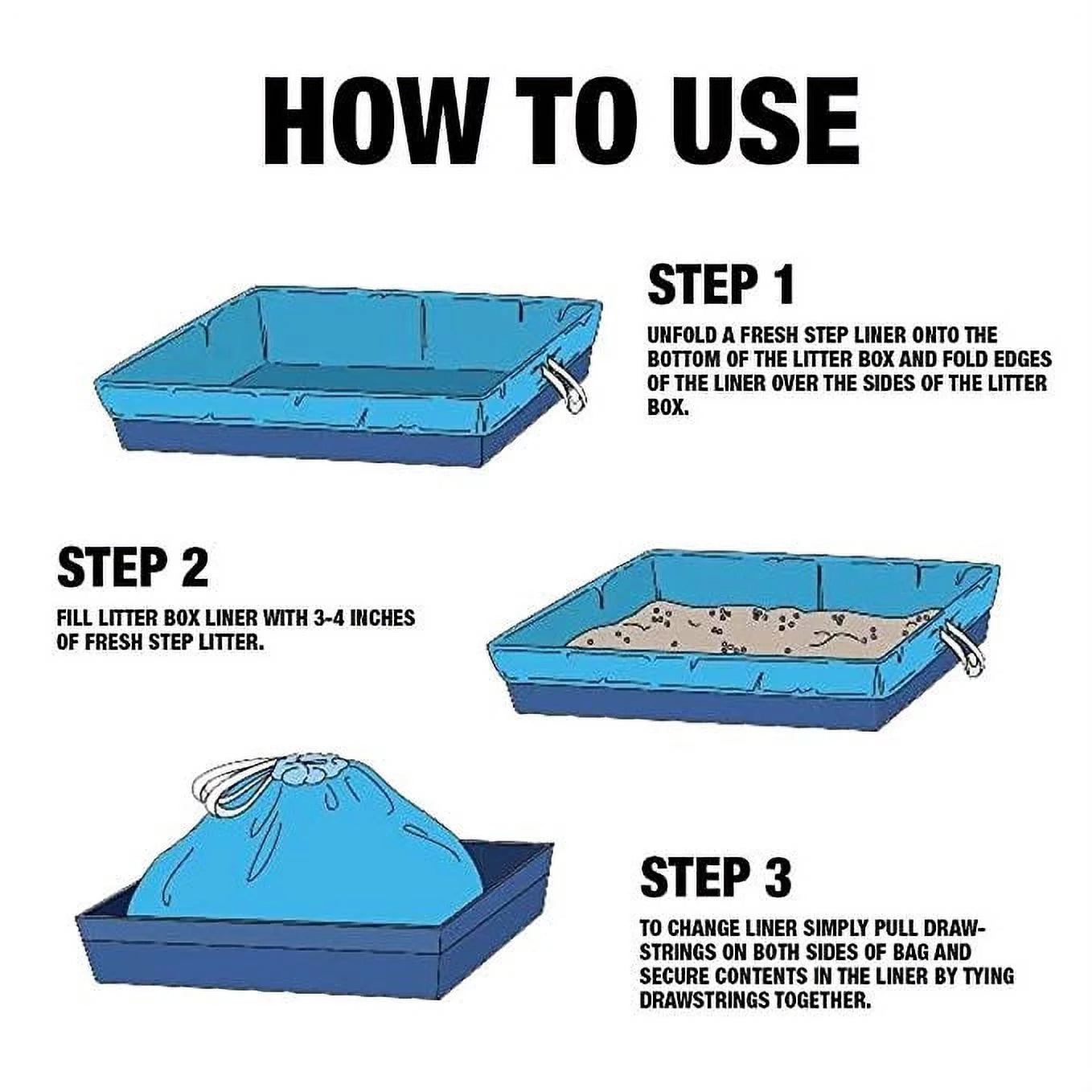 Forros De Caja De Arena Con Cordón, Tamaño Jumbo, 36" X 19" - Paquete De 7