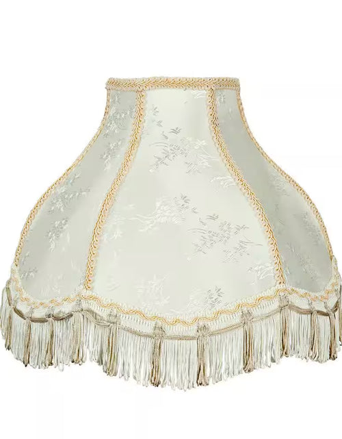 Load image into Gallery viewer, 13 In. X 9.5 In. Ivory and Fringe Scallop Bell Lamp Shade
