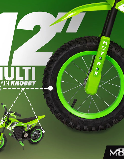 Load image into Gallery viewer, M8TRX Green 12V Mini Electric Child Dirt Bike, Battery Powered Toy Motorcycle, Kids Ride On, Ages 5 Years and Up
