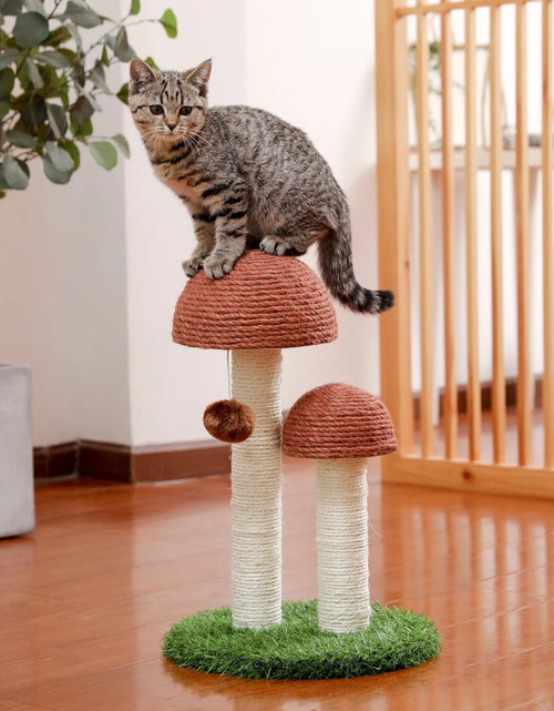 Load image into Gallery viewer, 2 Mushrooms Cat Scratching Post 19" Sisal Claw Scratcher for Kittens and Small Cats, Brown
