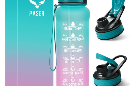 24/32 Oz Motivational Water Bottle with Time to Drink, Removable Straw & Time Marker, Tritan Bpa-Free, Flip Lid Fast Flow & Leak Proof Water Jug for School, Office, Fitness, Outdoor Sports…