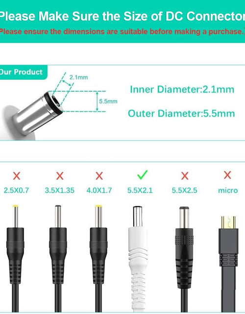 Load image into Gallery viewer, 30Ft 12V DC Extension Cable 2Pack,Power Supply Extension Cord 2.1Mm X 5.5Mm 5521 12V DC Adapter Flat Female to Male Extender Wire for IP Network,Cctv Security Camera,Dvrs,5V,9V,24V,Volt,25
