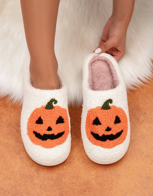 Load image into Gallery viewer, Halloween Slippers for Women Perfect Soft Plush Comfy Warm Slip-On Cute Womens Slippers Indoor Fluffy House Slippers for Women and Men Non-Slip Fuzzy Flat Slides
