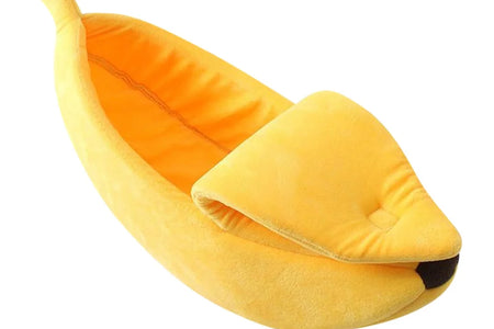 Banana Pet Bed , Cama Para Mascotas Linda Y Divertida Con Cojín Removible Para Perros, Gatos De Interior, Conejos, Animales Pequeños, Amarillo
