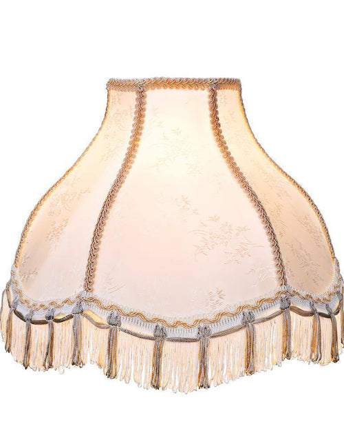 Load image into Gallery viewer, 13 In. X 9.5 In. Ivory and Fringe Scallop Bell Lamp Shade
