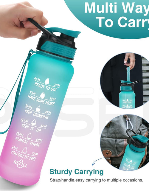 Load image into Gallery viewer, 24/32 Oz Motivational Water Bottle with Time to Drink, Removable Straw &amp; Time Marker, Tritan Bpa-Free, Flip Lid Fast Flow &amp; Leak Proof Water Jug for School, Office, Fitness, Outdoor Sports…
