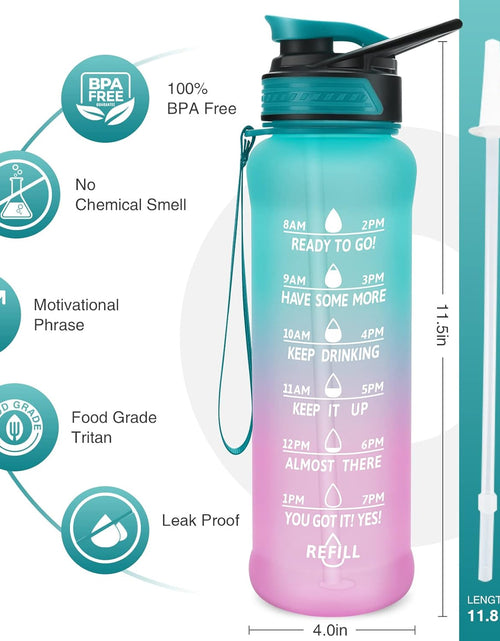 Load image into Gallery viewer, 24/32 Oz Motivational Water Bottle with Time to Drink, Removable Straw &amp; Time Marker, Tritan Bpa-Free, Flip Lid Fast Flow &amp; Leak Proof Water Jug for School, Office, Fitness, Outdoor Sports…
