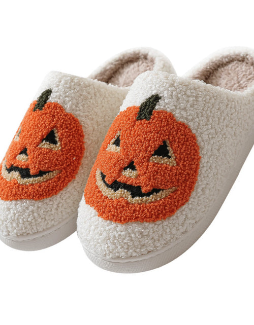 Load image into Gallery viewer, Halloween Slippers for Women Perfect Soft Plush Comfy Warm Slip-On Cute Womens Slippers Indoor Fluffy House Slippers for Women and Men Non-Slip Fuzzy Flat Slides
