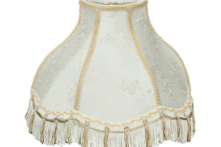 13 In. X 9.5 In. Ivory and Fringe Scallop Bell Lamp Shade