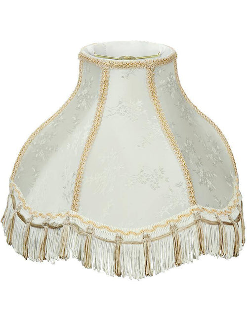 Load image into Gallery viewer, 13 In. X 9.5 In. Ivory and Fringe Scallop Bell Lamp Shade
