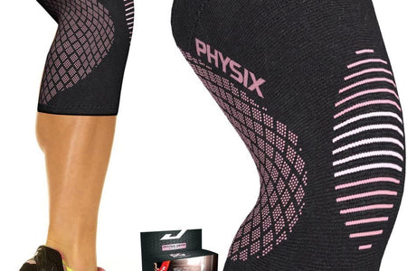 Physix Gear Knee Compression Sleeve for Men & Women - Best Compression Knee Brace for Walking, Running, Gym, Basketball, Weightlifting,Workout, Sports - Knee Sleeves Support Compression & Stability