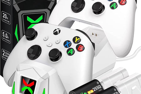 Xbox Controller Charger Station with 2 X5520Mwh Rechargeable Battery Pack for Xbox Series X|S, Xbox One, One S, One X & Elite Controllers