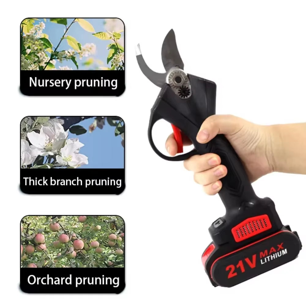 21V 30Mm Cordless Electric Pruner Pruning Shears Efficient Fruit Tree Bonsai Pruning Branches Cutter Landscaping Power Tool