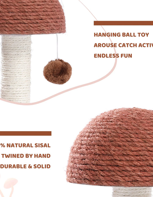 Load image into Gallery viewer, 2 Mushrooms Cat Scratching Post 19" Sisal Claw Scratcher for Kittens and Small Cats, Brown
