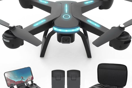 JY03 Drone with 1080P HD Camera for Adults and Kids, FPV RC Quadcopter with LED Lights and Optical Flow Sensor, 2 Batteries, Black