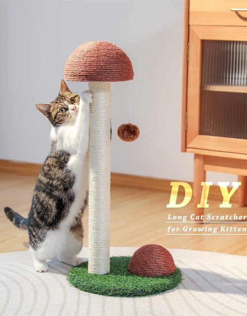 Load image into Gallery viewer, 2 Mushrooms Cat Scratching Post 19" Sisal Claw Scratcher for Kittens and Small Cats, Brown
