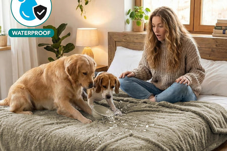 Fluffy Waterproof Dog Blanket Fleece | Soft Warm Pet Fleece Throw for Large Dogs and Cats | Fuzzy Plush Sherpa Throw Furniture Protector Sofa Couch Bed