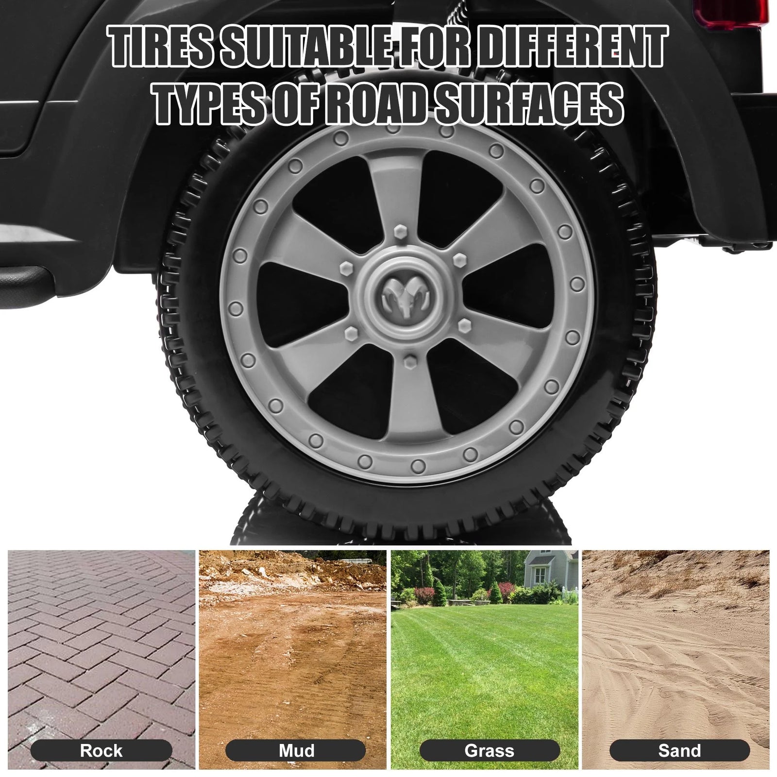 Dodge RAM 2500 Ride on Car for Kids, 12V Powered Ride on Toy with Remote Control, Rear Wheel Suspension, 5 Point Safety Harness, Bluetooth, LED Lights, Electric Vehicles for 3-6 Year Boys, Black