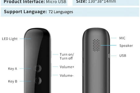 Language Translator Device Portable Foreign Language Real-Time 2-Way Translations, Supporting 72+ Languages for Travelling Learning Shopping Business Chat Recording Translations