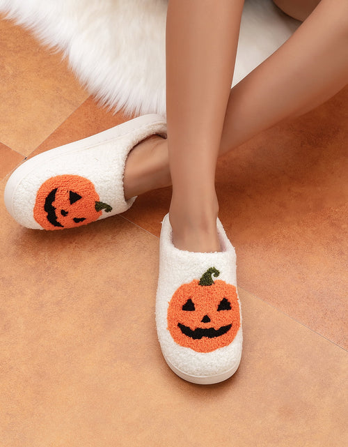 Load image into Gallery viewer, Halloween Slippers for Women Perfect Soft Plush Comfy Warm Slip-On Cute Womens Slippers Indoor Fluffy House Slippers for Women and Men Non-Slip Fuzzy Flat Slides
