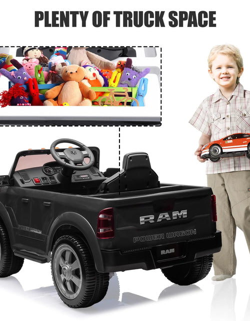 Load image into Gallery viewer, Dodge RAM 2500 Ride on Car for Kids, 12V Powered Ride on Toy with Remote Control, Rear Wheel Suspension, 5 Point Safety Harness, Bluetooth, LED Lights, Electric Vehicles for 3-6 Year Boys, Black
