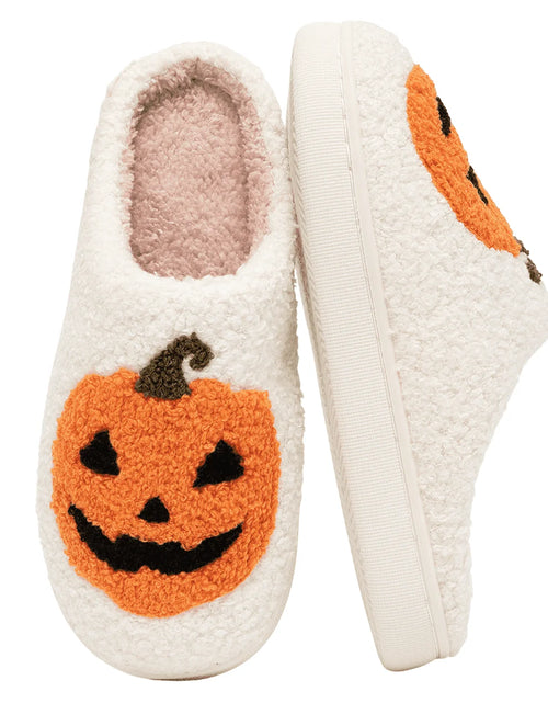 Load image into Gallery viewer, Halloween Slippers for Women Perfect Soft Plush Comfy Warm Slip-On Cute Womens Slippers Indoor Fluffy House Slippers for Women and Men Non-Slip Fuzzy Flat Slides
