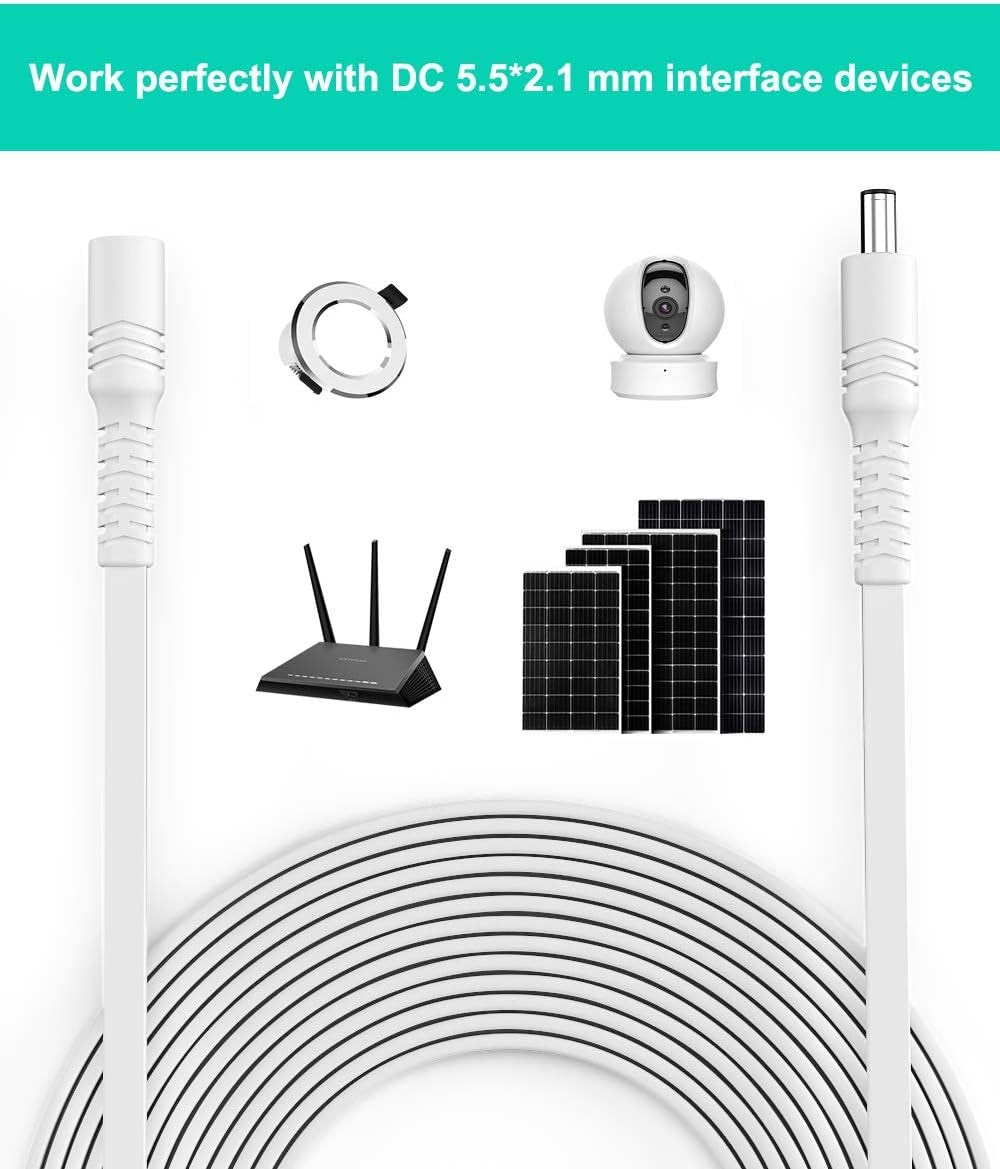 30Ft 12V DC Extension Cable 2Pack,Power Supply Extension Cord 2.1Mm X 5.5Mm 5521 12V DC Adapter Flat Female to Male Extender Wire for IP Network,Cctv Security Camera,Dvrs,5V,9V,24V,Volt,25