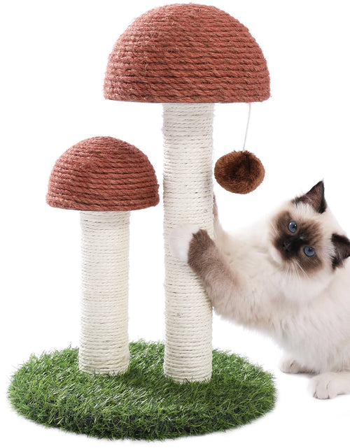 Load image into Gallery viewer, 2 Mushrooms Cat Scratching Post 19" Sisal Claw Scratcher for Kittens and Small Cats, Brown
